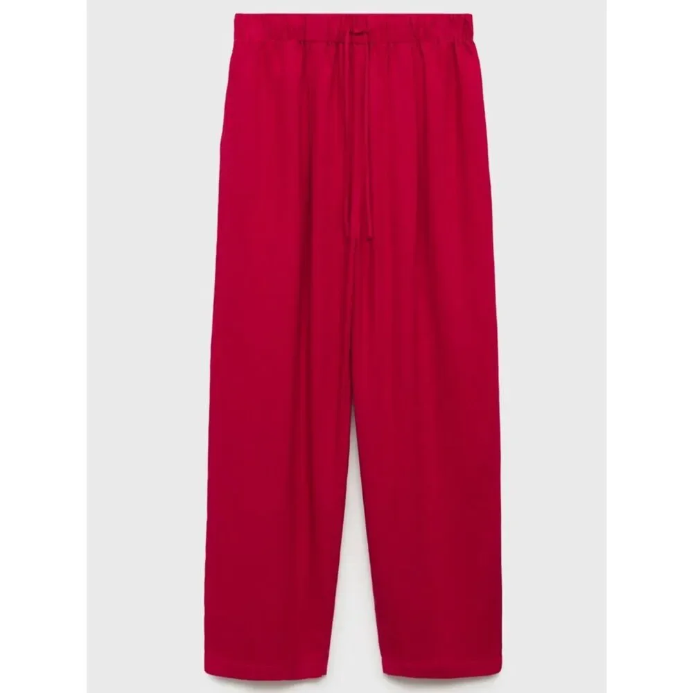 Mango Co-Ord Linen Set Flowy Pants and Blouse New